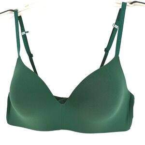 Auden The Bliss Bra Womens 34B Green Wireless Convertible T-Shirt Plunge Minimal